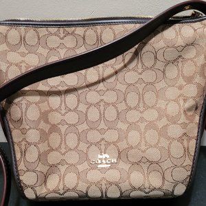 COACH Khaki/Brown Signature Bucket Tote  11.5” x 9”